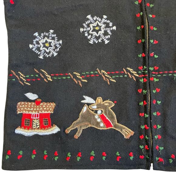 Paul Harris Sz M Vintage Wool Blend Christmas Holiday Vest Embroidered Retro - Picture 10 of 16